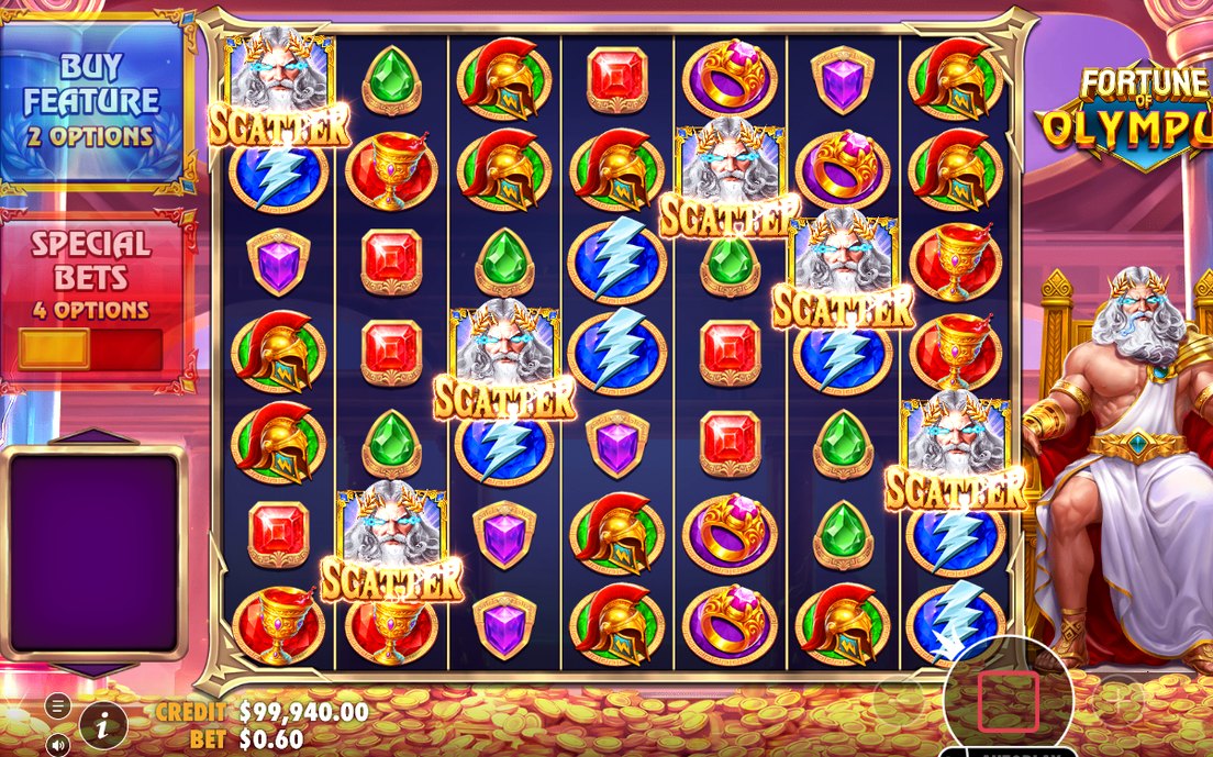 Symbole SCATTER tête de Zeus pendant les tours gratuits